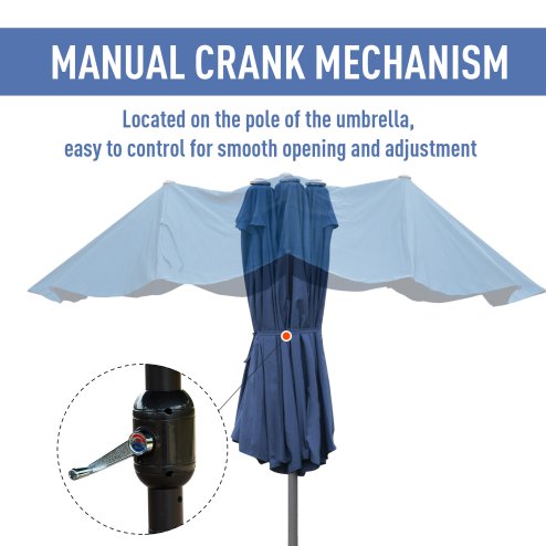 Outsunny 4.6m Garden Parasol Double-Sided Sun Umbrella Patio Market Shelter Canopy Shade Outdoor with Cross Base - Blue