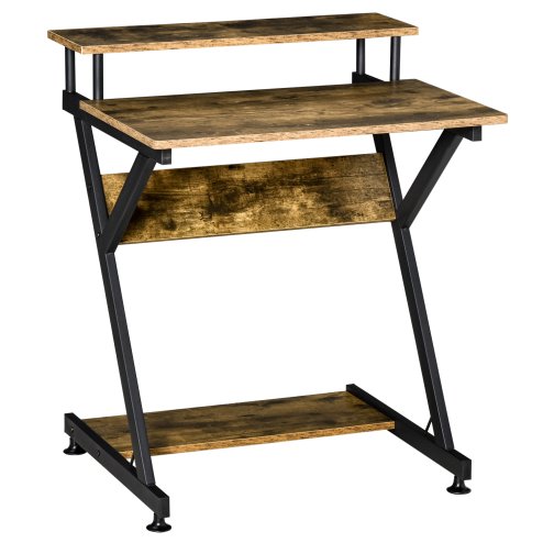 HOMCOM Industrial Computer Desk with Monitor Stand, 70 x 60cm Compact Desk for Small Spaces, Home Office Desk