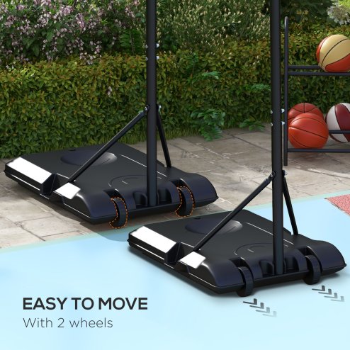 SPORTNOW Height Adjustable Basketball Hoop and Stand, Free Standing Basketball Stand Net Set System w/ Wheels, Enlarged Base, PE Backboard, 179-209cm