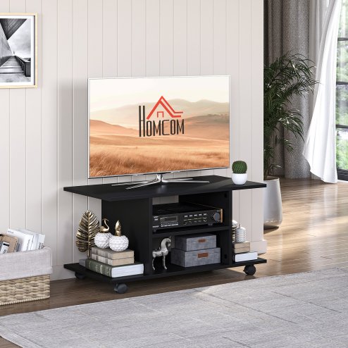 HOMCOM Modern TV Cabinet Stand Storage Shelves Table Mobile Bedroom Furniture Bookshelf Bookcase 