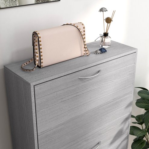 HOMCOM Narrow Shoe Cabinet, Slim Shoe Storage Cabinet with 3 Flip Drawers, 12 Pair of Shoes Organizer Hallway Entryway