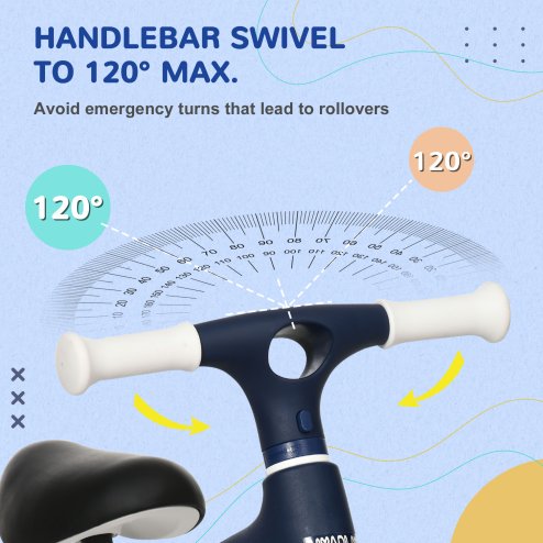 AIYAPLAY Baby Balance Bike Children Bike Without Pedals w/ Adjustable Seat, for Toddlers, Ages 1.5-3 Years up to 25kg - Blue