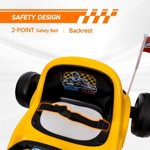AIYAPLAY Electric Go Kart, 6V Battery Powered Kids Go Kart with Music, Light, Horn, Kids, Ride on Car for 3-5 Years, Yellow