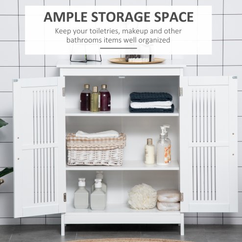 kleankin Narrow Bathroom Cabinet, Slim Bathroom Storage Unit with Adjustable Shelves, Freestanding Storage Cupboard 60 x 30 x 80 cm