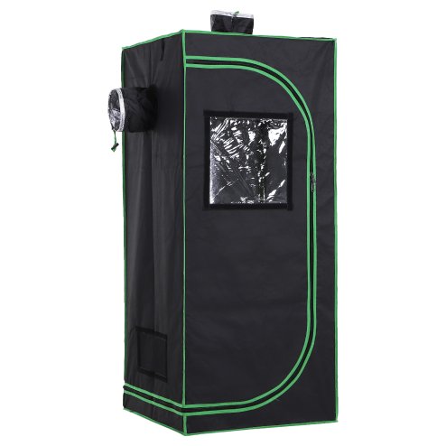 Outsunny Grow Tent Reflective Mylar Hydroponic with Adjustable Vents and Floor Tray for Indoor Plant Growing, 60 x 60 x 140 cm (24.5