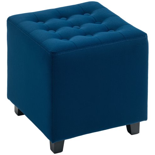 HOMCOM Small Footstool Ottoman, Velvet Footrest, Square Foot Stool with Rubber Wood Legs and Padded Seat for Living Room, Bedroom, Entryway, 35 x 35 x 35cm