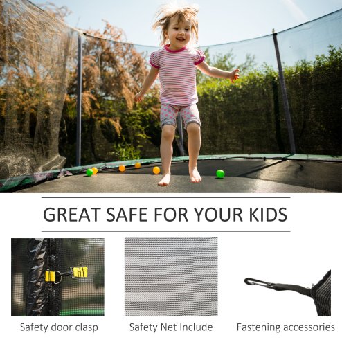 HOMCOM 10ft Trampoline Net Replacement Safety Net Enclosure Net Spare w/ 6 Poles