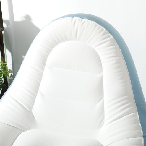 Outsunny Inflatable Chair and Footstool, Inflatable Sofa Lounger with Soft Plush Fabric and Cup Holder, for Camping, Gaming, Reading and Movie Watching, White