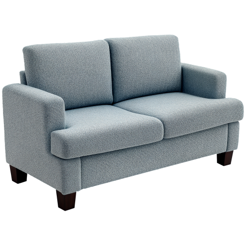 HOMCOM 2 Seater Sofa, Loveseat Sofa with Removable Back Cushions, Chenille Fabric Small Couch Settee with S-springs for Living Room, Bedroom, Home Office, Light Grey