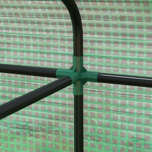 Outsunny Walk-in Greenhouse, Outdoor Tomato Greenhouse, Green House for Garden, Grow House with Roll-up Door and Mesh Windows, PE Cover, 200 x 140 x 200cm, Green