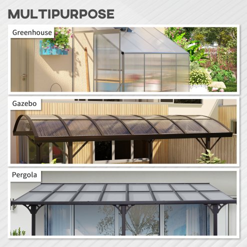 Outsunny 14 Pieces Polycarbonate Sheets, 121 x 61 x 0.4cm Twin-Wall Plastic Roofing Sheets, 10m? Replacement Greenhouse Panels, Waterproof and UV Protection, Clear