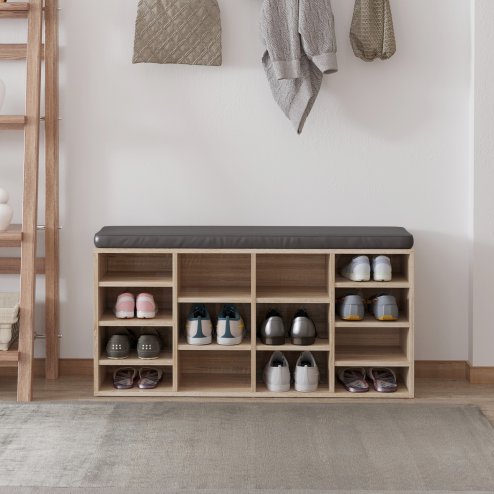 HOMCOM Multi-Storage Shoe Rack w/ 14 Compartments Cushion Moving Shelves Solid Frame Foot Pads Home Office Tidy Organisation Boots Trainers