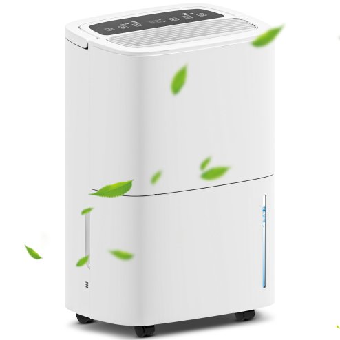 HOMCOM 20L/Day Dehumidifier with Continuous Drainage, 5L Water Tank, 24H Timer, Digital Humidity Display, Humidity Light, Dehumidifier for Home Damp, Bedroom, Condensation, Mould, Laundry Drying