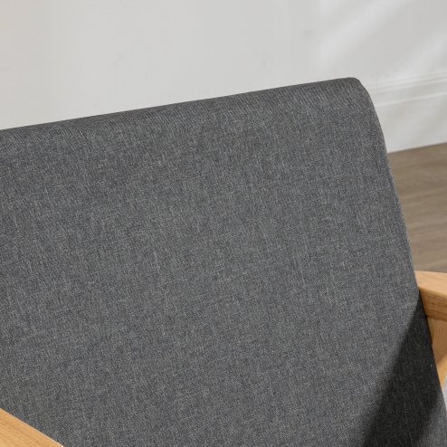 HOMCOM Accent Armchair, Living Room Chair, Wooden Upholstered Single Lounge Chair with Rubber Wood Legs and Padded Seat , Leisure Sofa Chair for Bedroom Office, Dark Grey