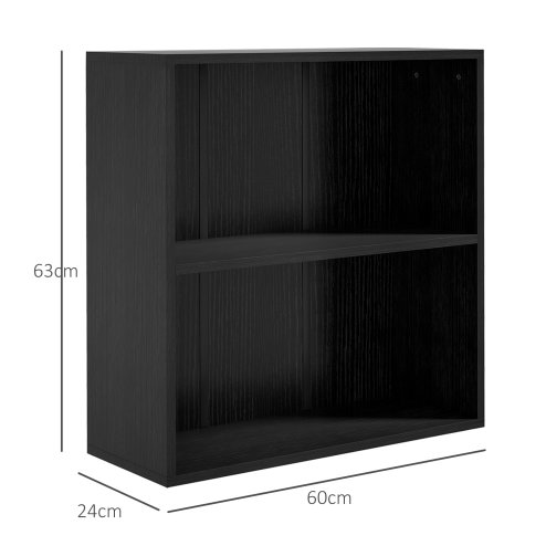 HOMCOM 2 Tier Low Bookcase with Adjustable Shelf, Bookshelf, Display Storage Shelf with 2 Compartments for Home Office, Living Room, Study