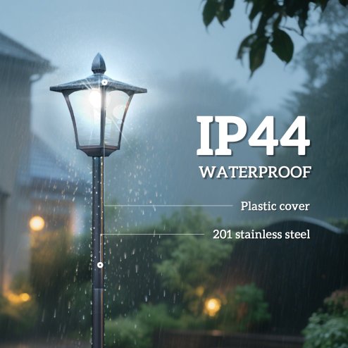 Outsunny Outdoor Garden Solar Post Lamp Sensor Dimmable LED Lantern Bollard Pathway 1.6M Tall - Black