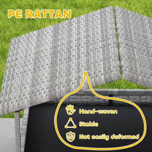 PawHut Rattan Dog House, Extendable Outdoor Wicker Dog Bed w/ Water-Resistant Roof, Removable Cushion, for Small and Medium Dogs - Charcoal Grey