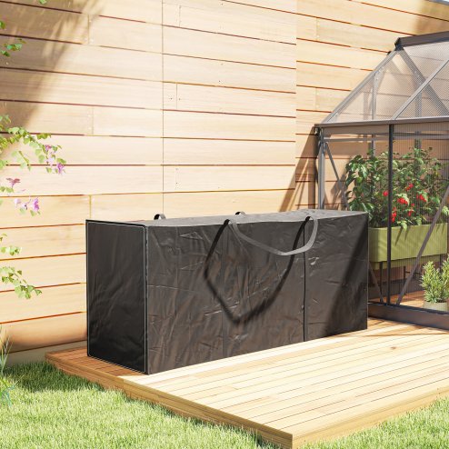Outsunny 720 L Outdoor Garden Cushion Storage Bag, Heavy Duty 600D Oxford Fabric Waterproof Garden Furniture Cushion Storage Bag with 2-Way Zip for Tent, Christmas Tree, 175 x 55 x 75 cm, Black