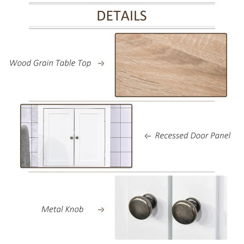 kleankin Under Sink Cabinet, Bathroom Sink Cabinet with 2 Doors, Pedestal Under Sink Design, Freestanding Bathroom Cupboard with Adjustable Shelf