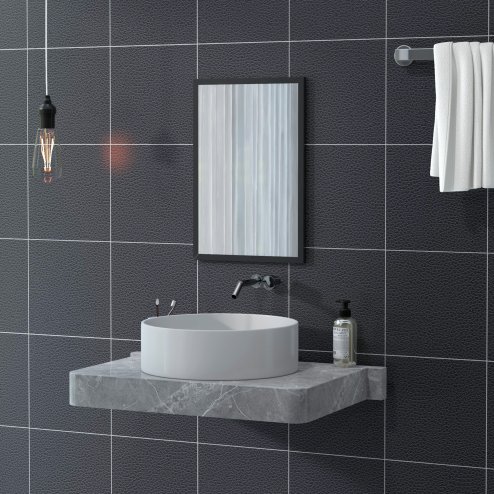 HOMCOM Decorative Rectangular Wall Mirror, 60 x 40 cm Wall-Mounted Bathroom Mirror for Living Room, Bedroom, Hallway, Black