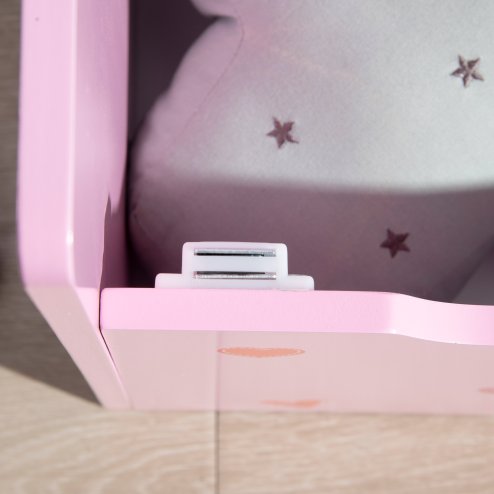 ZONEKIZ 2 in 1 Wooden Toy Box, Kids Storage Bench, Toy Chest with Safety Rod - Pink