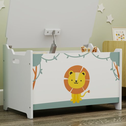 AIYAPLAY Toy Box with Lid, Toy Chest with Safety Hinges for Kids Boys Girls, Kids Storage Box for Living Room, Playroom, Nursery, Bedroom, Green