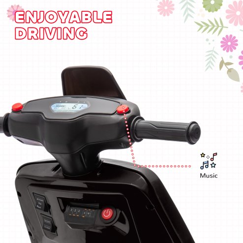 AIYAPLAY 6V Kids Electric Motorbike, Ride on Motorbike with Headlight, Music, Forward Reverse, Training Wheels, for Ages 18-36 Months, Black