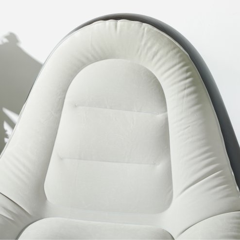Outsunny Inflatable Chair and Footstool, Inflatable Sofa Lounger with Soft Plush Fabric and Cup Holder, for Camping, Gaming, Reading and Movie Watching, Grey