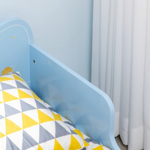 ZONEKIZ Kids Toddler Bed, Safety Rails, Kids Bedroom Furniture for Boys, Girls, Ages 3-6 Years, 143 x 74 x 59cm - Blue