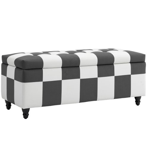 HOMCOM 114 x 47 x 47cm Velvet Storage Ottoman, Button-tufted Footstool Box, Toy Chest with Lid for Living Room, Bedroom