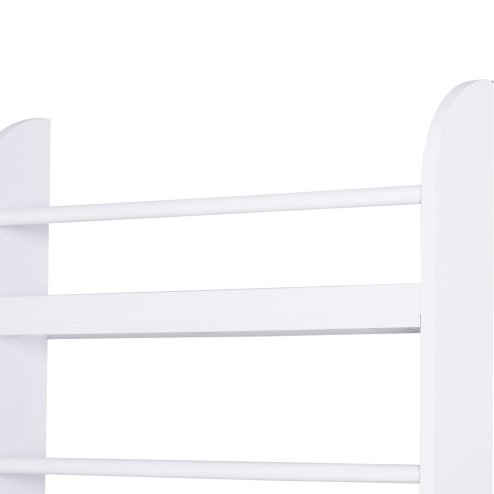 HOMCOM Hanging Wall File Holder, 4 Tier Desk Tidy Organiser, Paper Document Magazine Storage Rack with Wooden Baffles for Office Home, Accessories Supplies, White