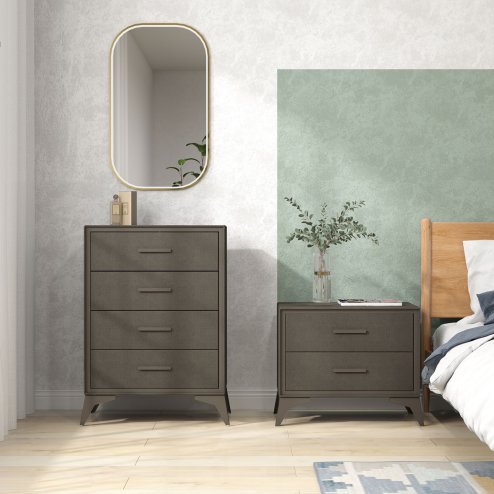 HOMCOM Chest of Drawers, 2 Drawer Fabric Dresser with Steel Frame for Bedroom, Living Room, Easy to Assemble, Brown