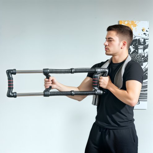 SPORTNOW Chest Expander, Arm Chest Exerciser with 10-50kg Adjustable Spring Resistance, for Home Gym, Office, Travel Workout