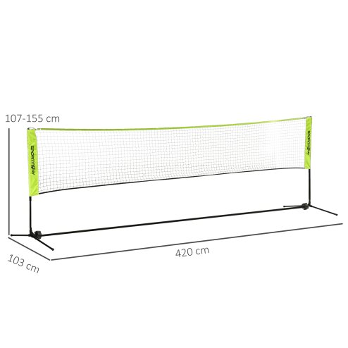 SPORTNOW 4m Badminton Net, Foldable Height Adjustable Outdoor Sports Net with Carry Bag, for Tennis, Badminton, Pickleball, Volleyball, Black and Yellow