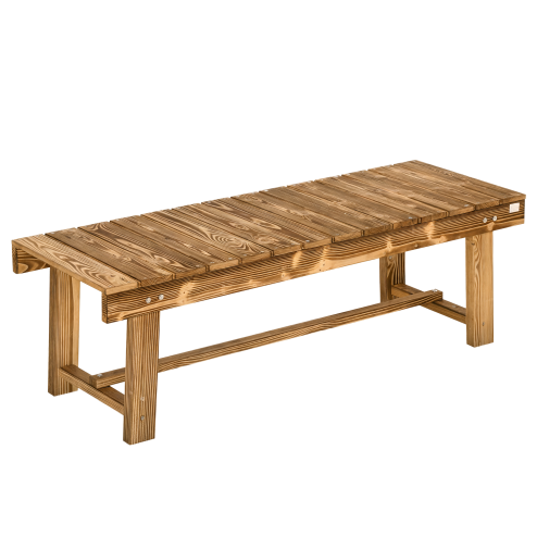 Outsunny 1 Piece 2-seater Outdoor Indoor Wooden Garden Bench Fir Patio Loveseat, 110L x 38W x 35Hcm, Carbonised