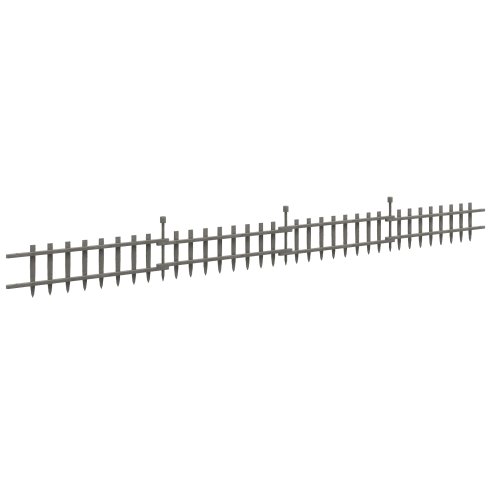Outsunny Decorative Garden Fencing, 4PCs Outdoor Fence Panels, Wooden Landscape Flower Bed Border Edging, Grey