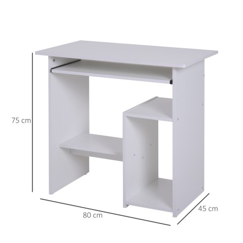 HOMCOM Compact Small Computer Table Wooden Desk Keyboard Tray Storage Shelf Modern Corner Table Home Office