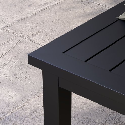 Outsunny Aluminium Outdoor Coffee Table, Rectangular Patio Side Table with Slat Tabletop for Indoor, Garden, Balcony, 100cm x 60 cm, Black
