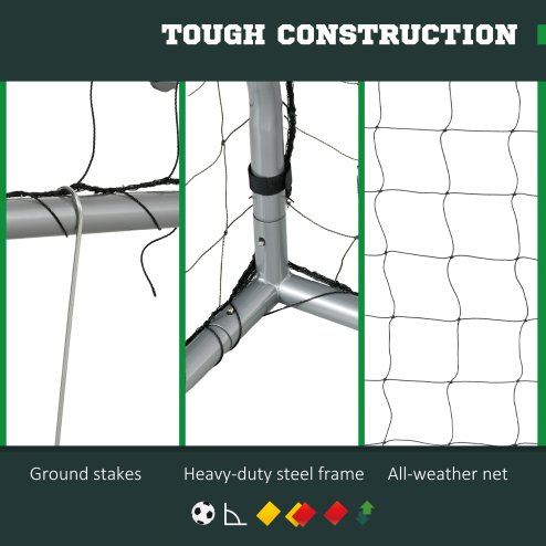 SPORTNOW 10ft x 6.5ft Football Goal, Football Net for Garden, Training Goal with Ground Stakes, Steel Frame
