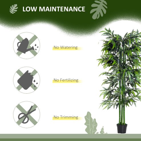 Outsunny 6ft Artificial Bamboo Tree Plant Greenery in A Pot for Home Office Planter 1.8M