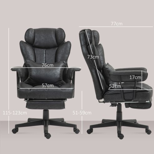 HOMCOM Massage Office Chair with 6 Point Massage and Heat, Desk Chair with Footrest, Reclining Backrest, Swivel Wheels, Adjustable Height, Black