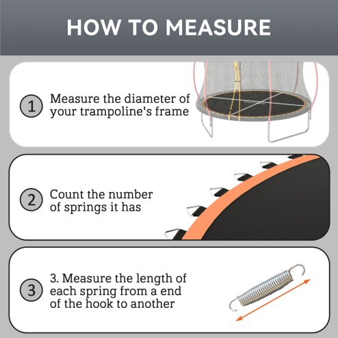 SPORTNOW Trampoline Replacement Mat with Eight Rows of Stitching, Spring Pull Tool, 42 V-Hooks, for 8ft Trampoline, Using 14cm Springs, Trampoline Jumping Mat, Orange