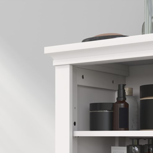 HOMCOM Modern Bathroom Storage Cabinet, Freestanding Bathroom Cabinet with Open Shelves, a Cupboard with Doors and Adjustable Shelves, White