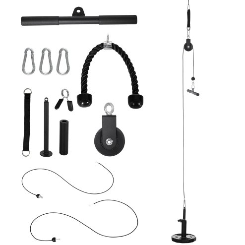 SPORTNOW Cable Machine Pulley System, Lat Pull Down System with DIY Loading Weight for Home Gym Biceps Triceps Arm Shoulder Back Training
