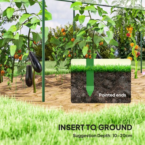 Outsunny Tunnel Tomato Greenhouse with 4 Hoops and Top Tap, Pointed Bottom and Guy Ropes, 400 x 123 x 171 cm, Clear