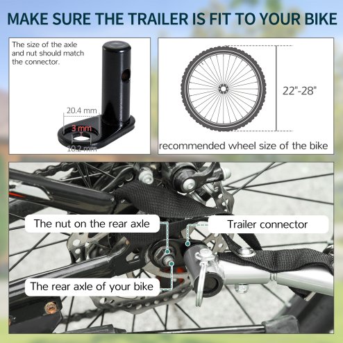 HOMCOM Two-Wheel Bicycle Large Cargo Wagon Trailer Oxford Fabric, Folding Storage, & Removable Cover, Red&Black