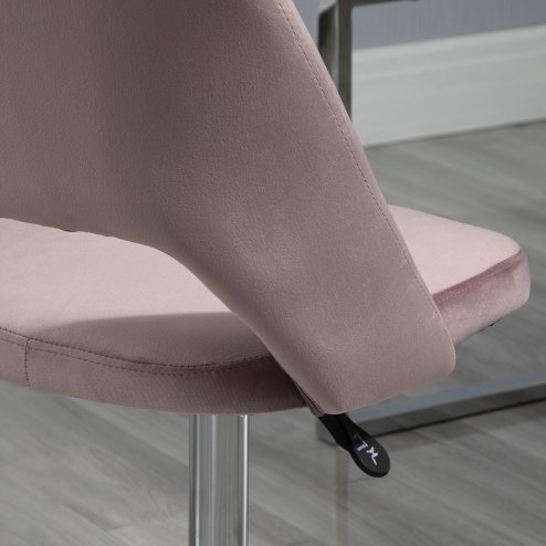 Vinsetto Mid Back Office Chair, Velvet Fabric Swivel Scallop Shape Computer Desk Chair for Home Study Bedroom, Pink