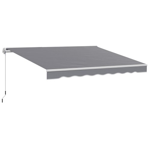 Outsunny 2.5m x 2m Retractable Awning, DIY Garden Awning Canopy, Anti-UV Sun Shade Shelter with Aluminium Frame and Crank Handle, Dark Grey