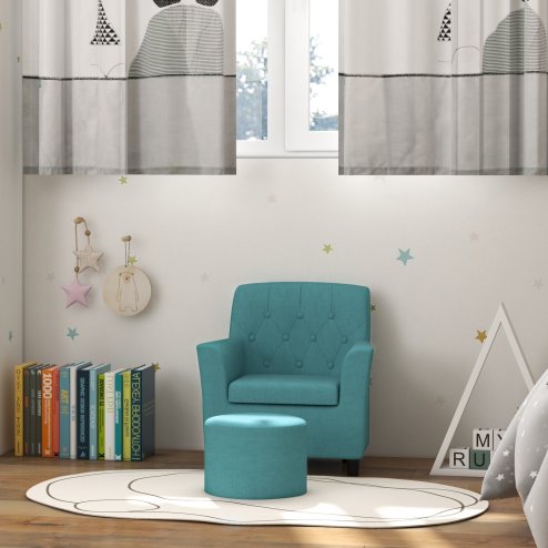 AIYAPLAY Kids Sofa Set, Toddler Chair with Footrest, Single Seater Kids Armchair for Playroom Bedroom, Blue
