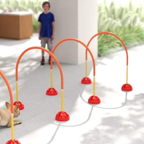 PawHut 4 Piece Dog Agility Training Equipment with 4 Adjustable Width Doors, Carry Bag, Easy to Assemble, Dog Obstacle Course for Garden, Orange